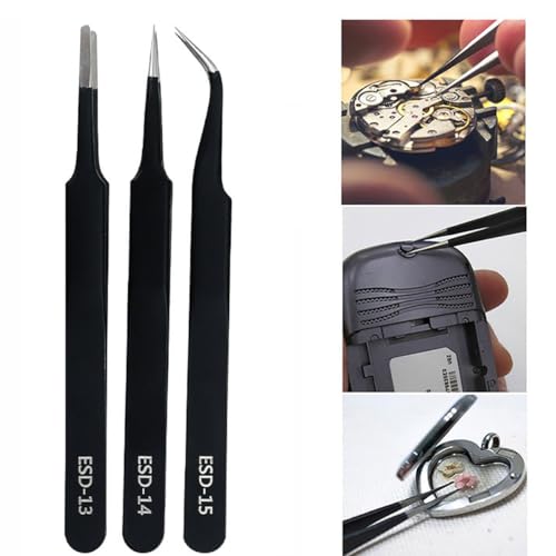 B.A 3PCS Tweezers Set, Diamond painting tools,Upgraded Anti-Static Stainless Steel Curved of Tweezers for Diamond painting, Electronics, Laboratory Work, Jewelry-Making, Craft, Soldering, etc. - Image 2