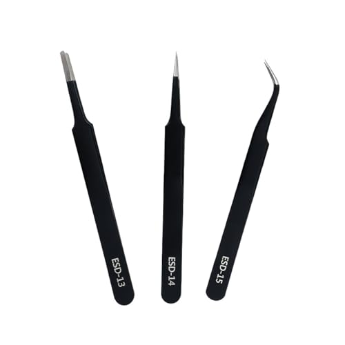 B.A 3PCS Tweezers Set, Diamond painting tools,Upgraded Anti-Static Stainless Steel Curved of Tweezers for Diamond painting, Electronics, Laboratory Work, Jewelry-Making, Craft, Soldering, etc. - Image 1