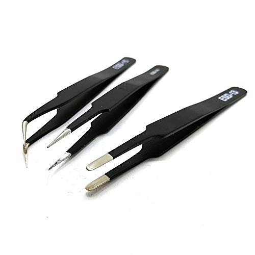 B.A 3PCS Tweezers Set, Diamond painting tools,Upgraded Anti-Static Stainless Steel Curved of Tweezers for Diamond painting, Electronics, Laboratory Work, Jewelry-Making, Craft, Soldering, etc. - Image 5