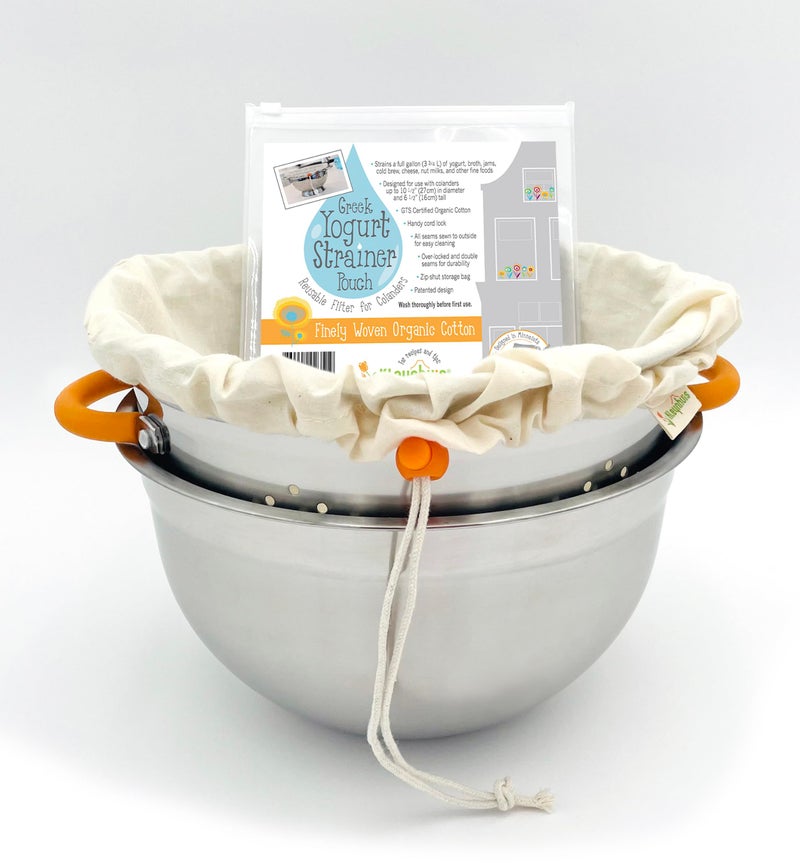 Kleynhuis Kleynhuis Greek Yogurt Strainer Set Stainless Steel Colander  Bowl with Organic Cotton Strainer Pouch  Premium Greek Yogurt Maker Large 5Quart Size 