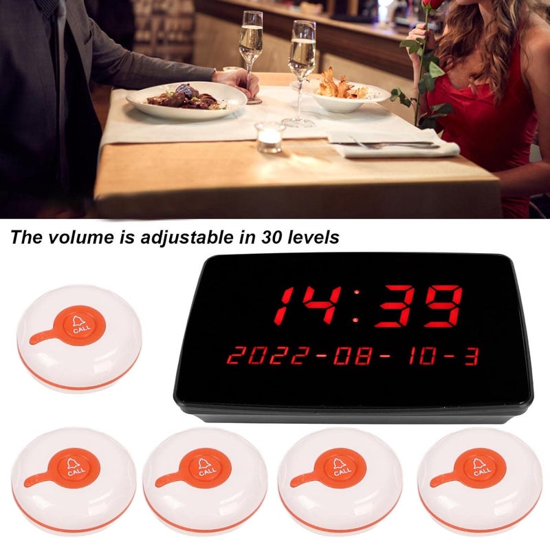 Qinlorgo Wireless Calling System, 10Pcs Call Buttons 1 Display Receiver Customers Patient Pager System with Adjustable Volume 30 Levels Call Bell for Restaurant Nursing Home Ward (US Plug) - Image 3