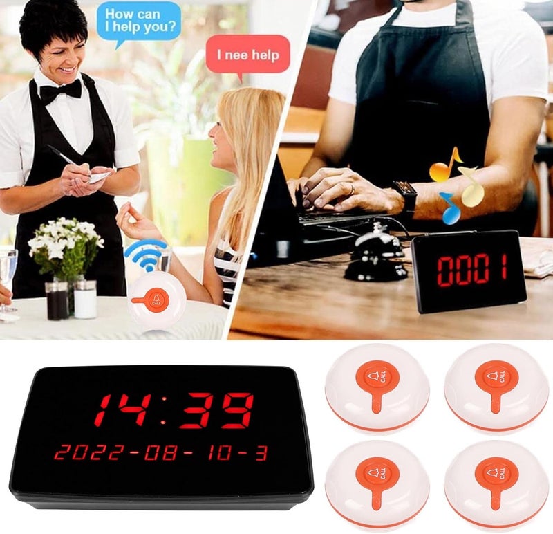 Qinlorgo Wireless Calling System, 10Pcs Call Buttons 1 Display Receiver Customers Patient Pager System with Adjustable Volume 30 Levels Call Bell for Restaurant Nursing Home Ward (US Plug) - Image 5