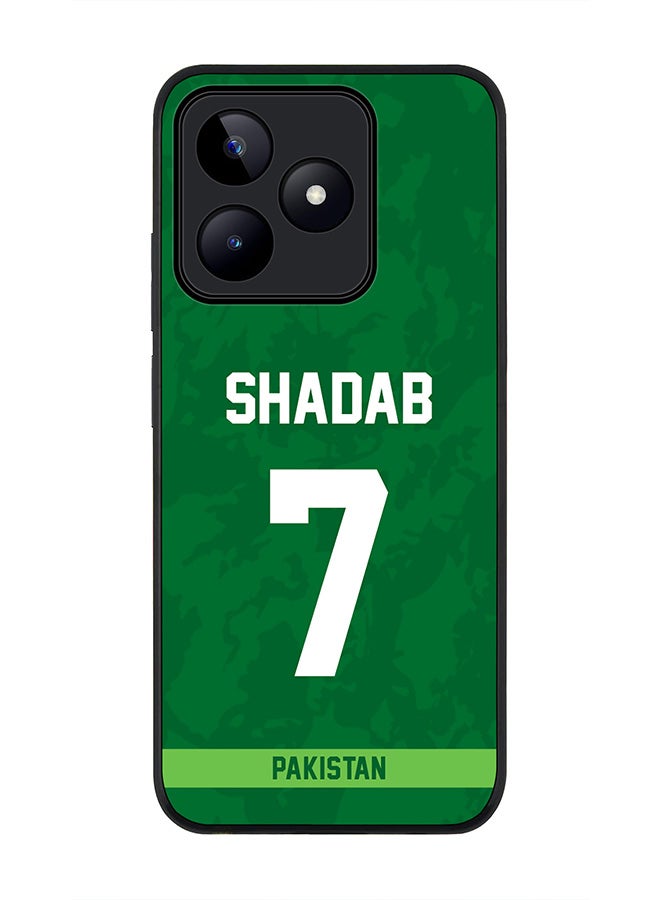 Stylizedd Rugged Black edge case for Realme C51 / Realme Note 50 4G, Slim fit Flexible Thin Cover - Team Pakistan Shadab Khan, Jersey No 7 - Image 1