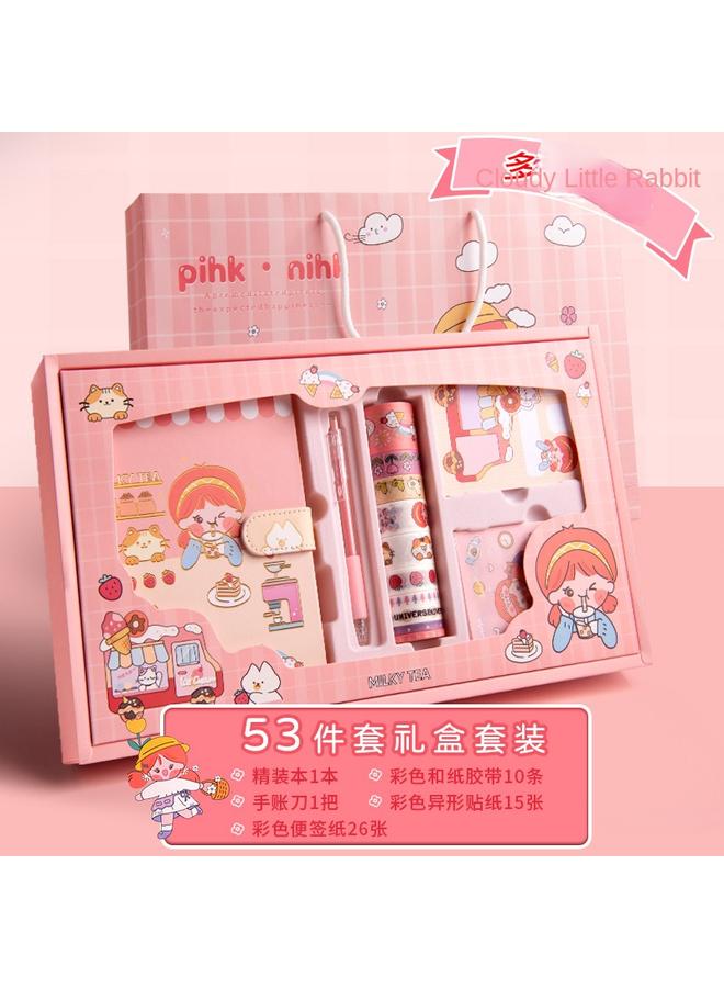 Bluejw Hand Account Book Gift Box Suit Girl's Heart Diary Primary School Gift Children's Stationery Girl's Full Set Of Tools Material Hand - Image 1