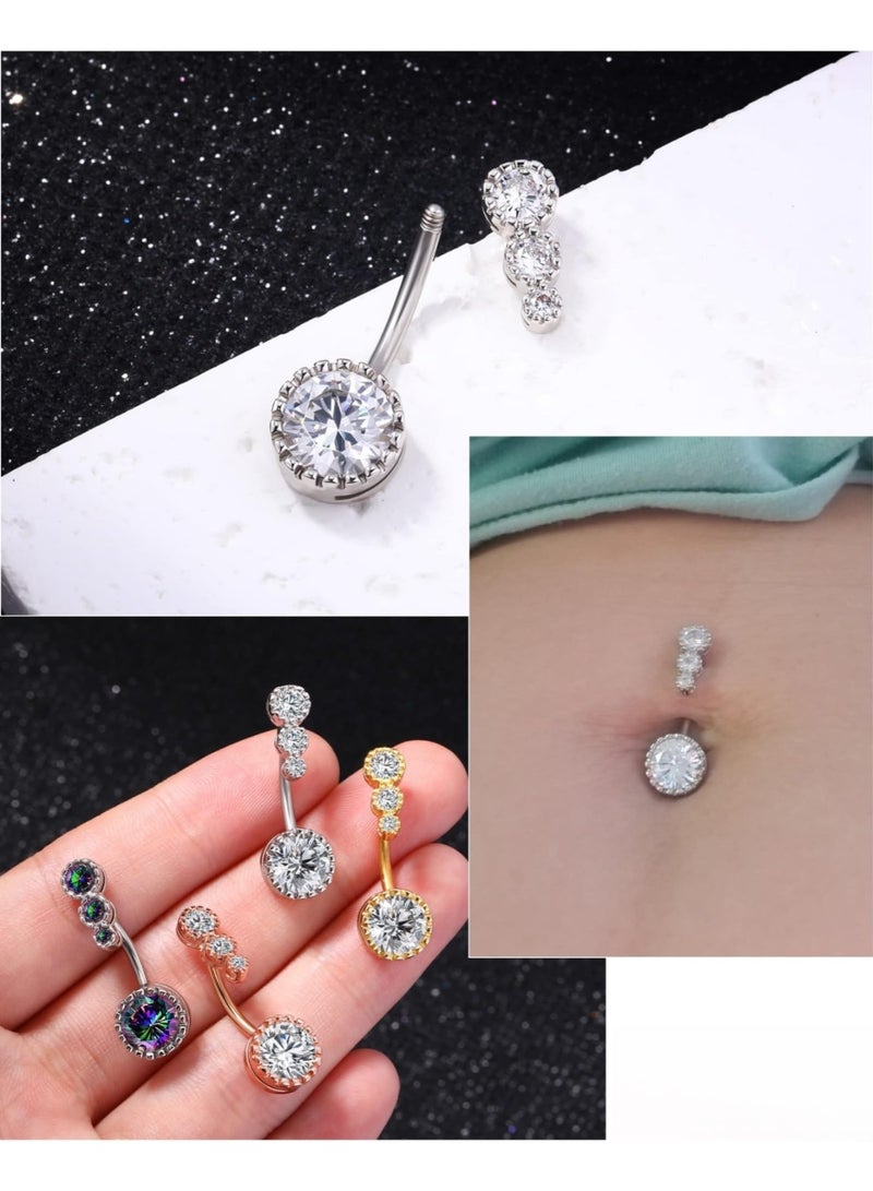 316L Surgical Steel Belly Button Rings, Clear Navel Rings, Belly Rings, Belly Navel Piercing Jewelry, Belly Piercing Jewelry (ROSEGOLD) - Image 5