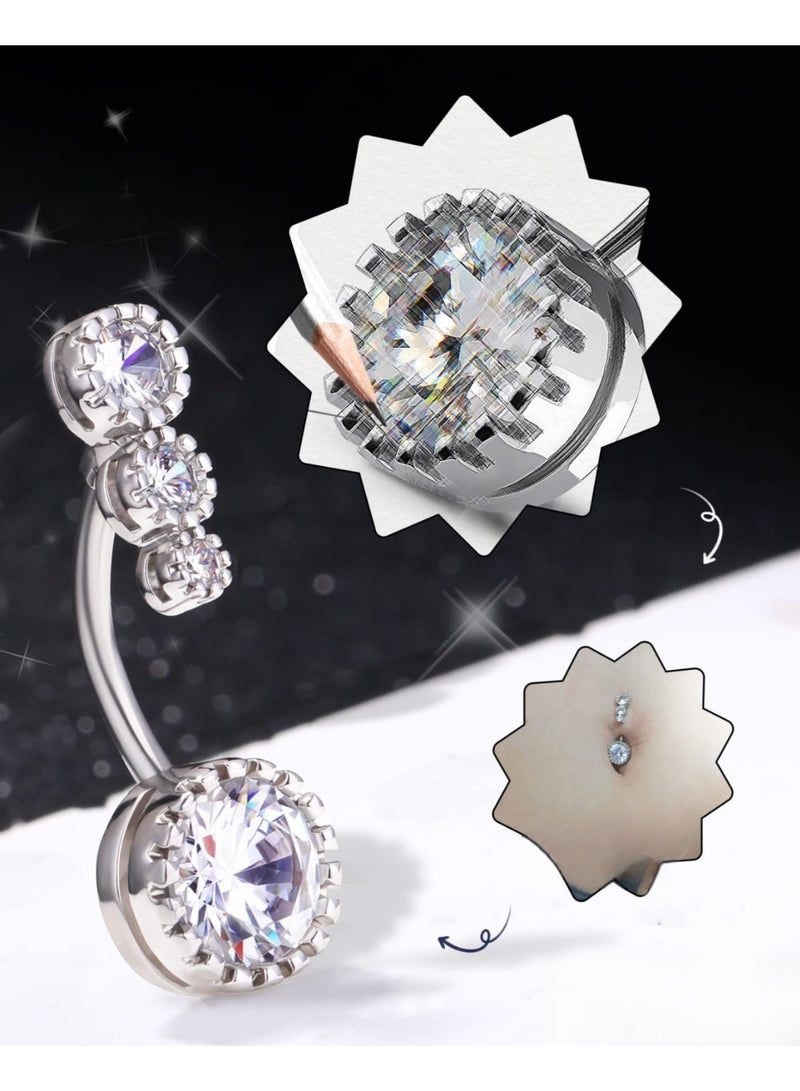 316L Surgical Steel Belly Button Rings, Clear Navel Rings, Belly Rings, Belly Navel Piercing Jewelry, Belly Piercing Jewelry (ROSEGOLD) - Image 4