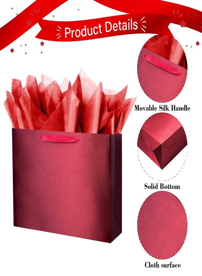 Linelglobal Large Red Gift Bag with Tissue Paper Solid Color Silky for Women Men Boutique, Birthday, Mothers Day, Anniversary, Wedding 16" - Image 3