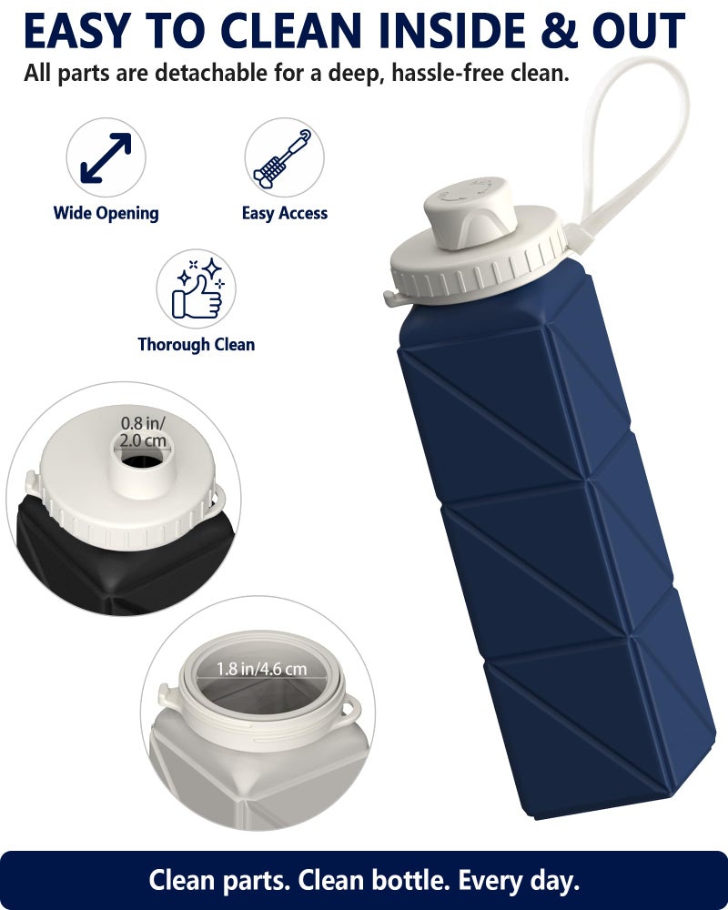 BEAUTAIL Collapsible Water Bottle 610 mL, Silicone Travel Water Bottle - Image 5