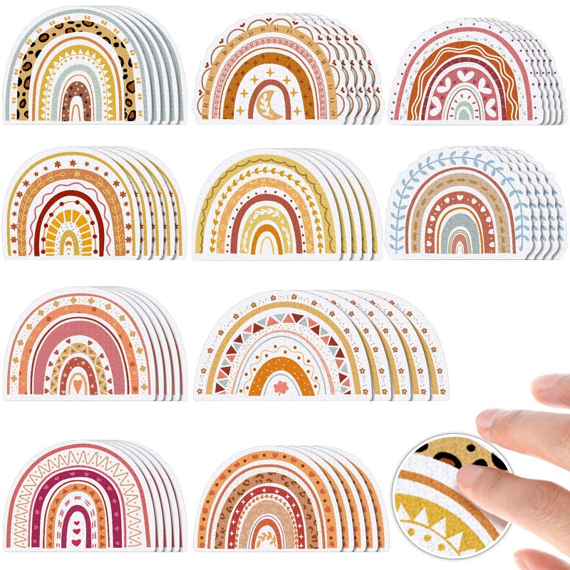 Demissle 50 Pcs Anxiety Sensory Stickers Textured Sensory Positive Strip Rainbow Cat Stickers Stress Relief Textured Strips Adhesive Tactile School SuppliesRainbow