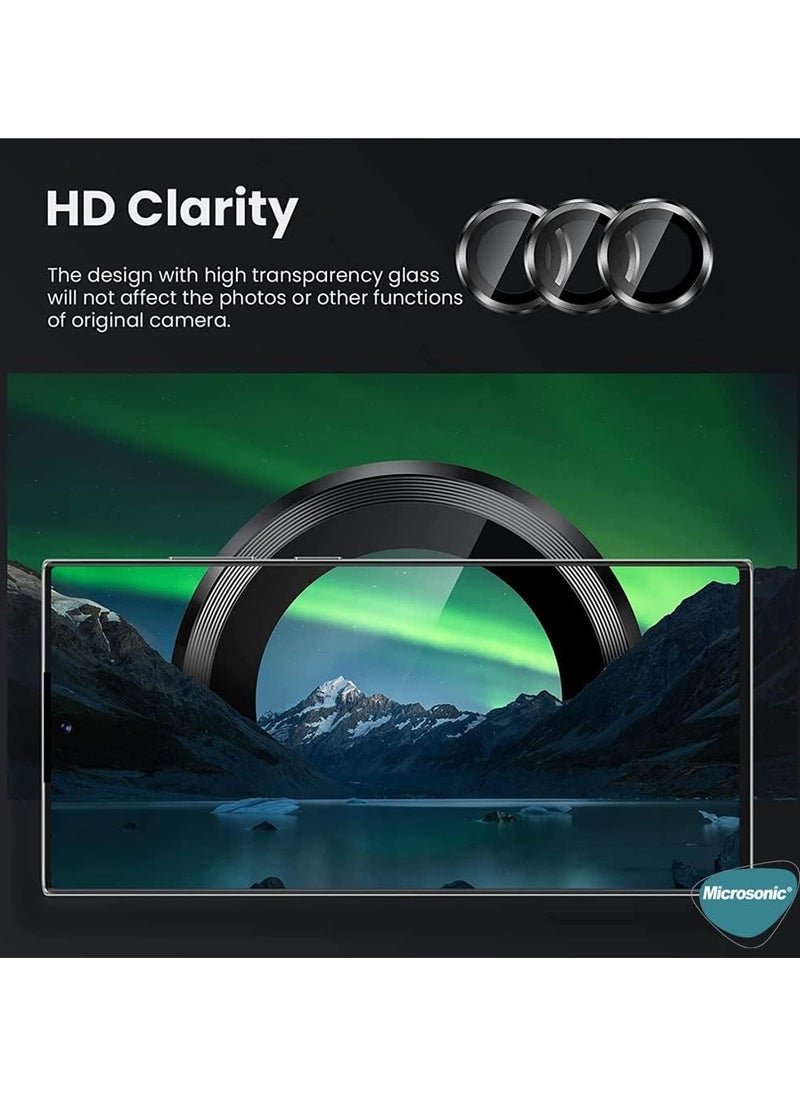 Generic - Camera Lens Protector Scratch Resistant Tempered Glass with Alloy Edge Camera Cover Screen Protector Decoration Accessories for S24 Plus _ Black - Image 1