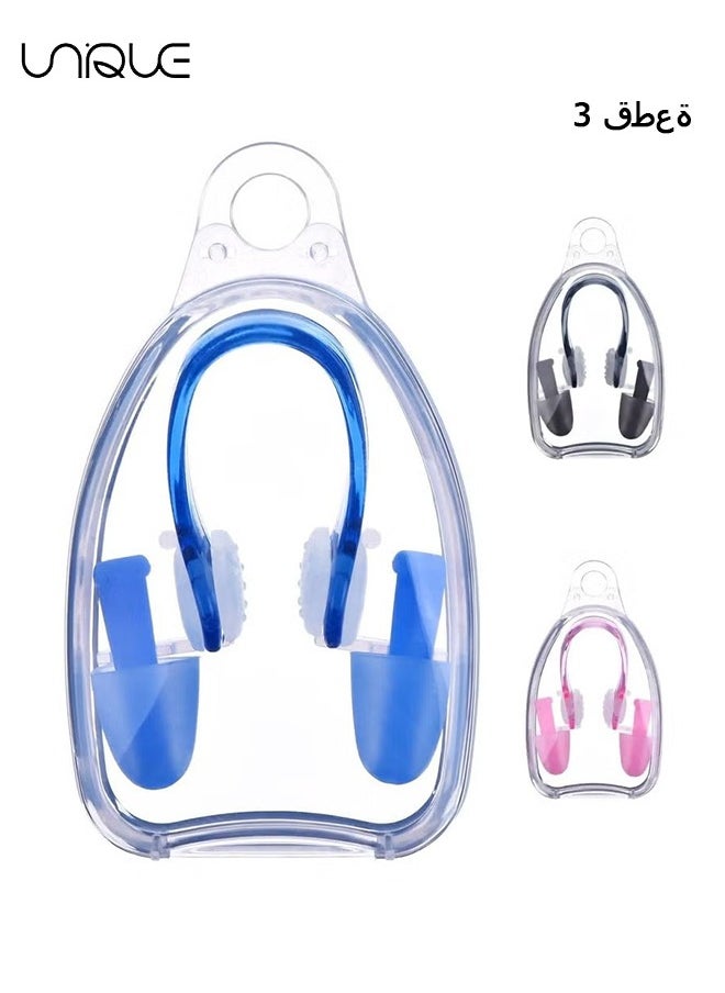 Unique 3Pack Nose Clips and Earplugs Set, Swimming Soft Silicone Nose Plugs and Ear Plugs for Swimming Adults Kids Nose Ear Protectors Kit ideal for Beginner  - Image 1