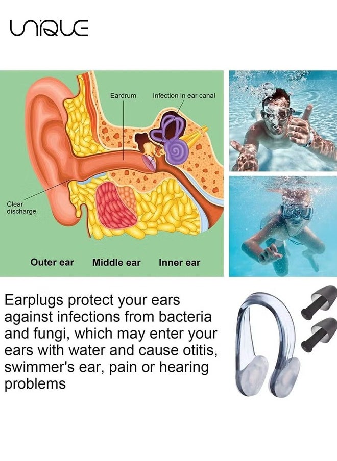 Unique 3Pack Nose Clips and Earplugs Set, Swimming Soft Silicone Nose Plugs and Ear Plugs for Swimming Adults Kids Nose Ear Protectors Kit ideal for Beginner  - Image 5