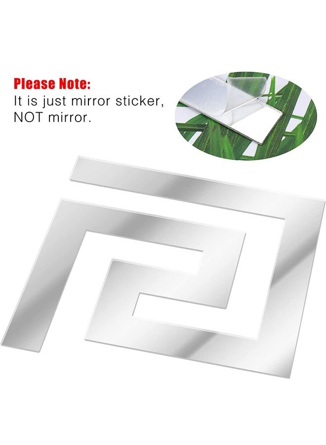 10Pcs Acrylic Mirror Wall Stickers Mirror Decals Peel and Stick Mirror Tiles Border DIY Adhesive Wall Decor Stickers for Living Room Home Background Decor  Silver - Image 3