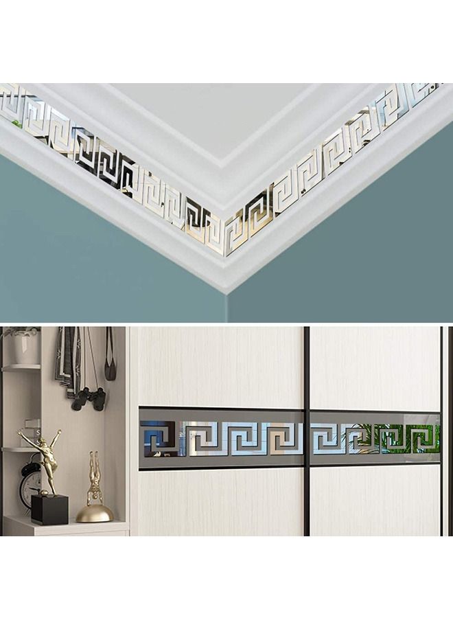 10Pcs Acrylic Mirror Wall Stickers Mirror Decals Peel and Stick Mirror Tiles Border DIY Adhesive Wall Decor Stickers for Living Room Home Background Decor  Silver - Image 5