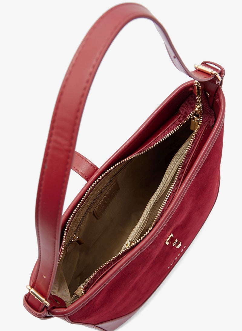 Khizana Clasp Detail Velvet Shoulder Bag - Image 5