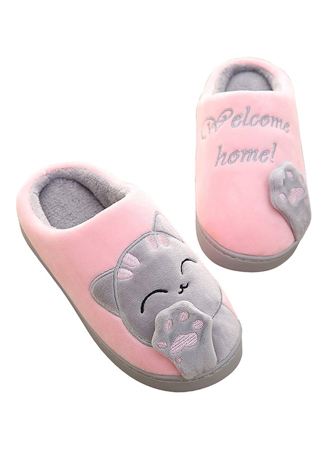 أوتاد حذاء مسطح مانع للانزلاق وردي/رمادي