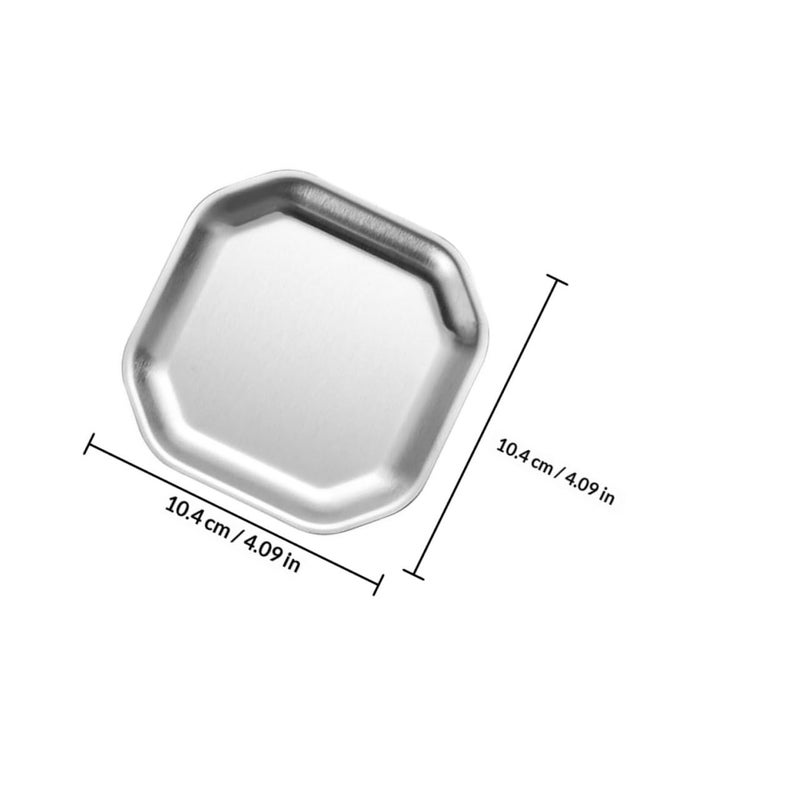 Stainless Steel Octagonal Appetizer Plates 2pcs Set 10.4cm for Snacks and Dipping Sauce - Image 3