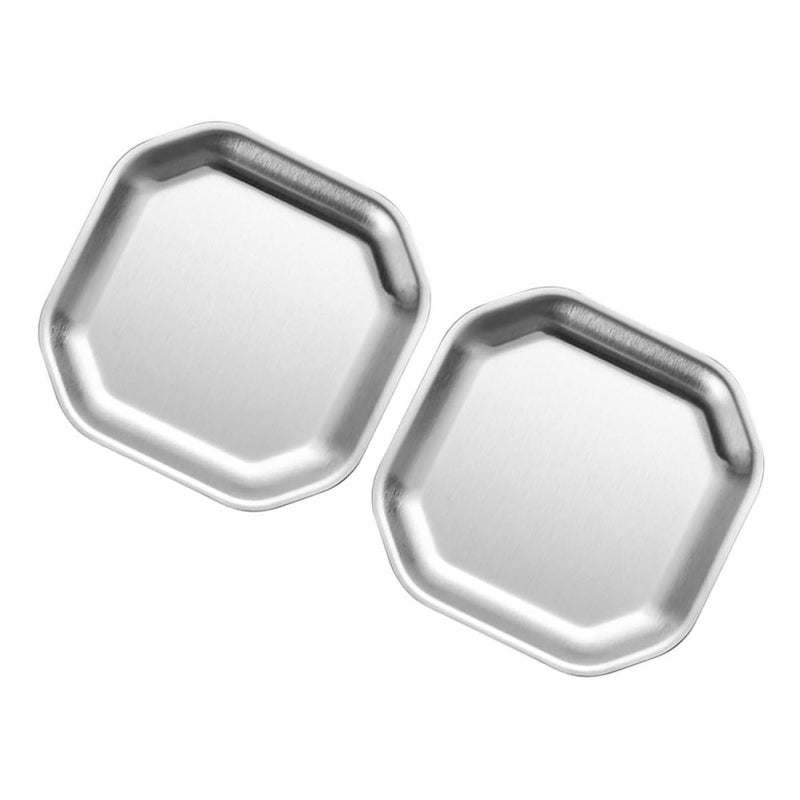 Stainless Steel Octagonal Appetizer Plates 2pcs Set 10.4cm for Snacks and Dipping Sauce - Image 2