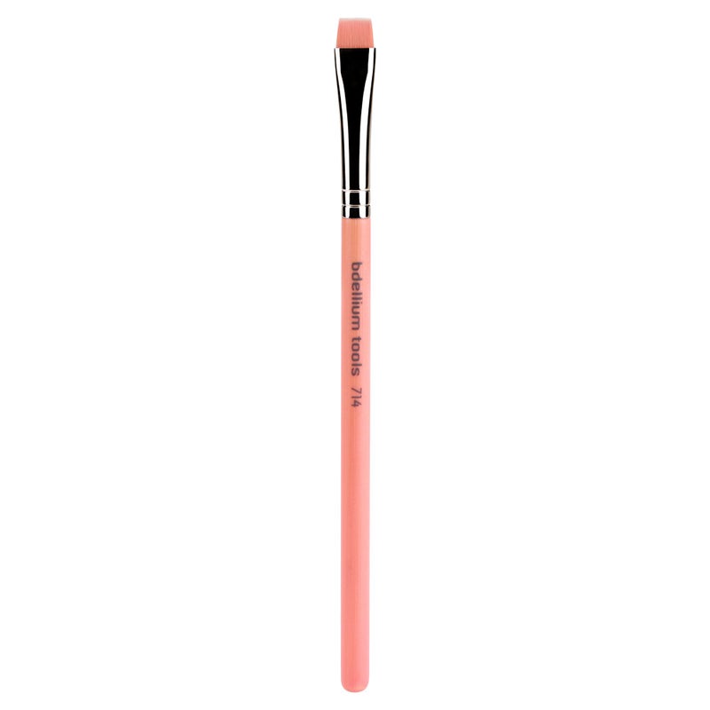 Bdellium Tools Professional Makeup Brush - Pink Bambu Series 714 Flat Eye Definer - With Soft Synthetic Fibers, For Eye Definition (Pink, 1pc) - Image 1