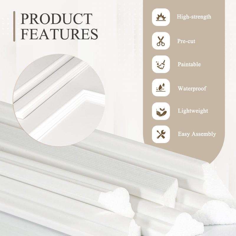 QUEENLINK 3 Sets Peel and Stick Wall Molding Kit, Premade Wainscoting Panels for Interior Wall Moulding Decor, Ready to Assemble Wainscoting Accent Panel (54 x 24In, 24 x 24In) - Image 5