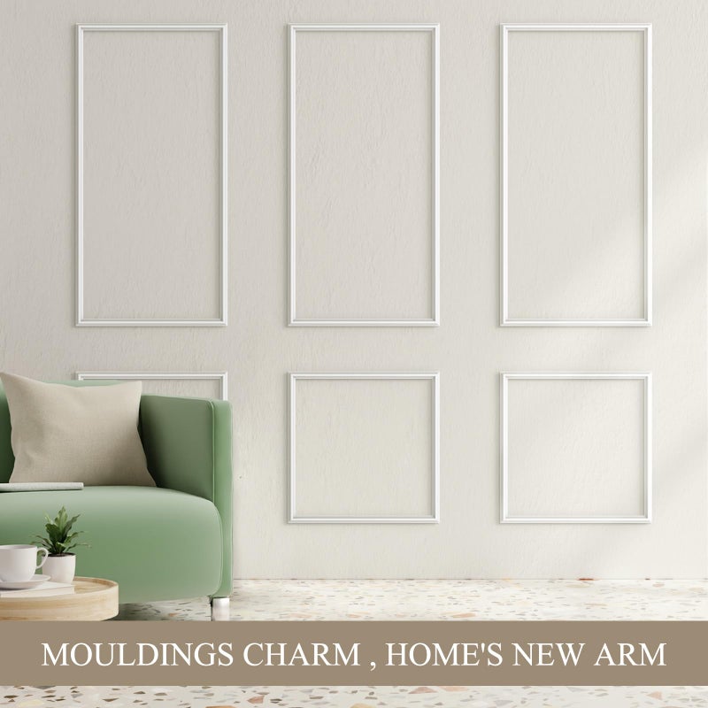 QUEENLINK 3 Sets Peel and Stick Wall Molding Kit, Premade Wainscoting Panels for Interior Wall Moulding Decor, Ready to Assemble Wainscoting Accent Panel (54 x 24In, 24 x 24In) - Image 2