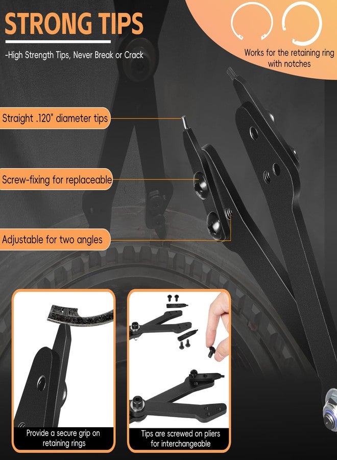 Sunluway كماشة حلقات تثبيت داخلية مقاس 1489-26 بوصة لناقل حركة GM، كماشة حلقات تثبيت كبيرة تناسب 5L40 و5L50 و6L50 و6L80 و6L90، كماشة إزالة حلقات تثبيت كبيرة شديدة التحمل برؤوس مستقيمة - Image 3