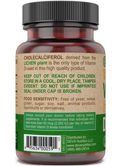 Deva Vegan Vitamin D3 Supplement Onceperday Tablet With 1000 Iu Cholecalciferol Lichen Plant Derived  90 Small Tablets 2Pack  - Image 4