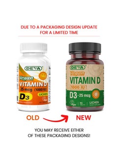 Deva Vegan Vitamin D3 Supplement Onceperday Tablet With 1000 Iu Cholecalciferol Lichen Plant Derived  90 Small Tablets 2Pack  - Image 3