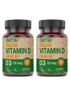 Deva Vegan Vitamin D3 Supplement Onceperday Tablet With 1000 Iu Cholecalciferol Lichen Plant Derived  90 Small Tablets 2Pack  - Image 2