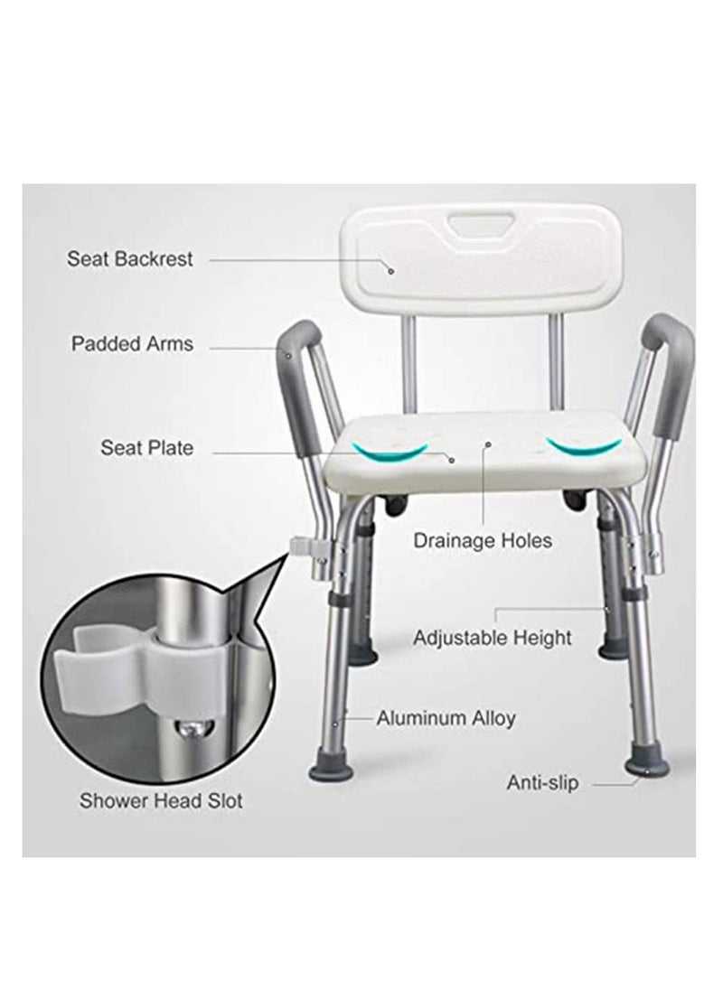 Cool Baby - COOLBABY Shower Stool With Armrests Height-Adjustable Bathtub Shower Chair Suitable for Patients Elderly Children Disabled People (Excluding Nozzles) - Image 1