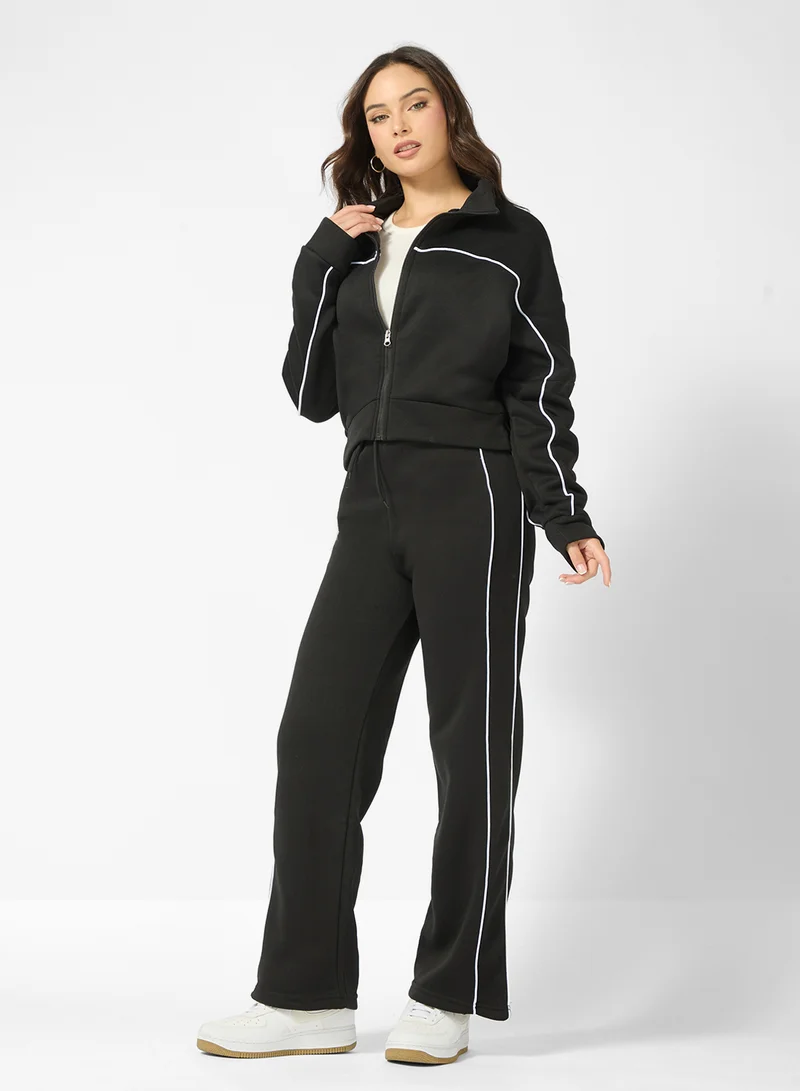 Ginger Zip Up Contrast Trim Detail Tracksuit