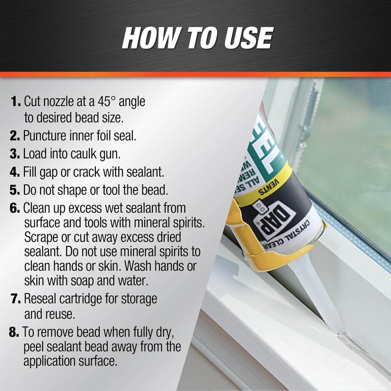 DAP 18354 Seal 'N Peel Removable Caulk, 10.1-Ounce - Crystal Clear Weatherstrip Sealant - Image 3