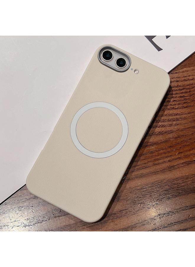 جراب هاتف MagSafe بتغطية كاملة بتصميم من الجلد لهاتف iPhone 7 Plus / 8 Plus (أبيض)