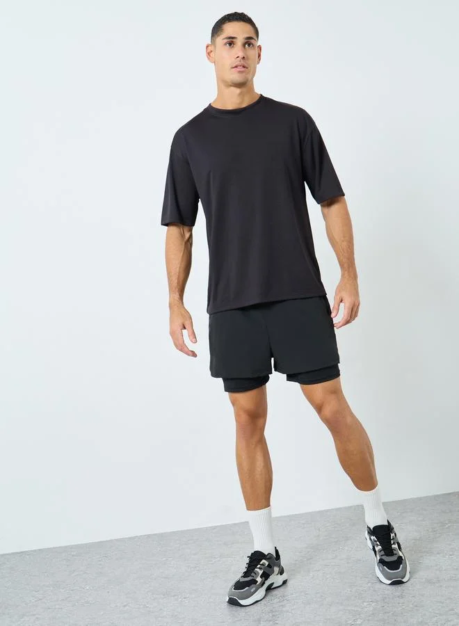 Styli Styli Black Men 2 in 1 Running Shorts