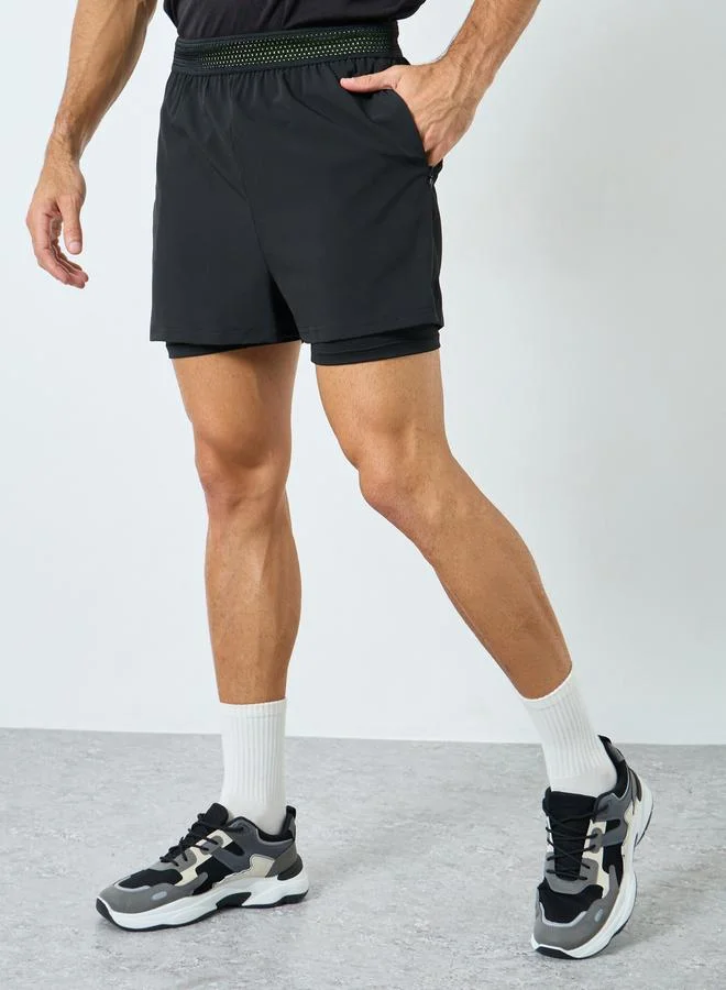 Styli Styli Black Men 2 in 1 Running Shorts