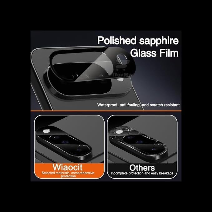 WonRia ® حزمة 1 - واقي عدسة الكاميرا الخلفية لجهاز Google Pixel 10 5G [3D بريميوم] - أسود - Image 1