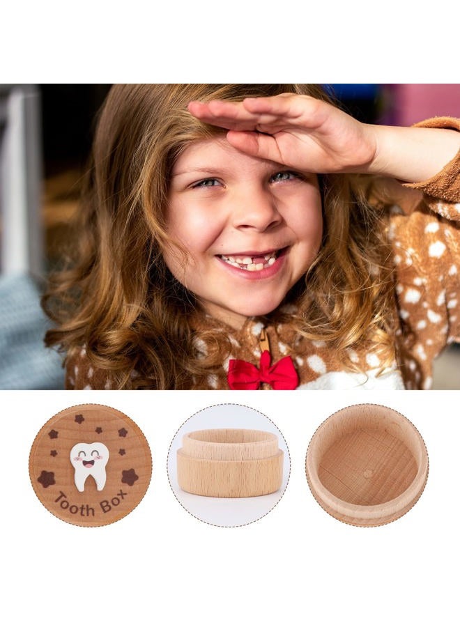SAVITA Wooden Tooth Fairy Box, 3D Tooth Keepsake Box Cute Tooth Case Keepsake Organizer Lost Teeth Tooth Holder Box Tooth Storage Box for Boys Girls Kids Children - Image 3