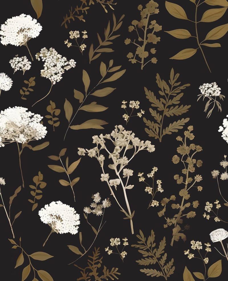 Laatse Dark Floral Wallpaper Peel and Stick Boho Wallpaper 17.5in x 118in Vintage Leaf Contact Paper Vinyl Waterproof Self Adhesive Leaf Botanical Wall Paper for Bedroom Walls Kitchen Cabinet - Image 1