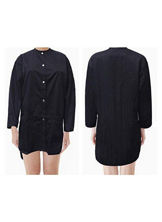 Lurrose Black Long Sleeve Salon Smock Waterproof Hairdressing Cape For Clients Stylist - Image 5