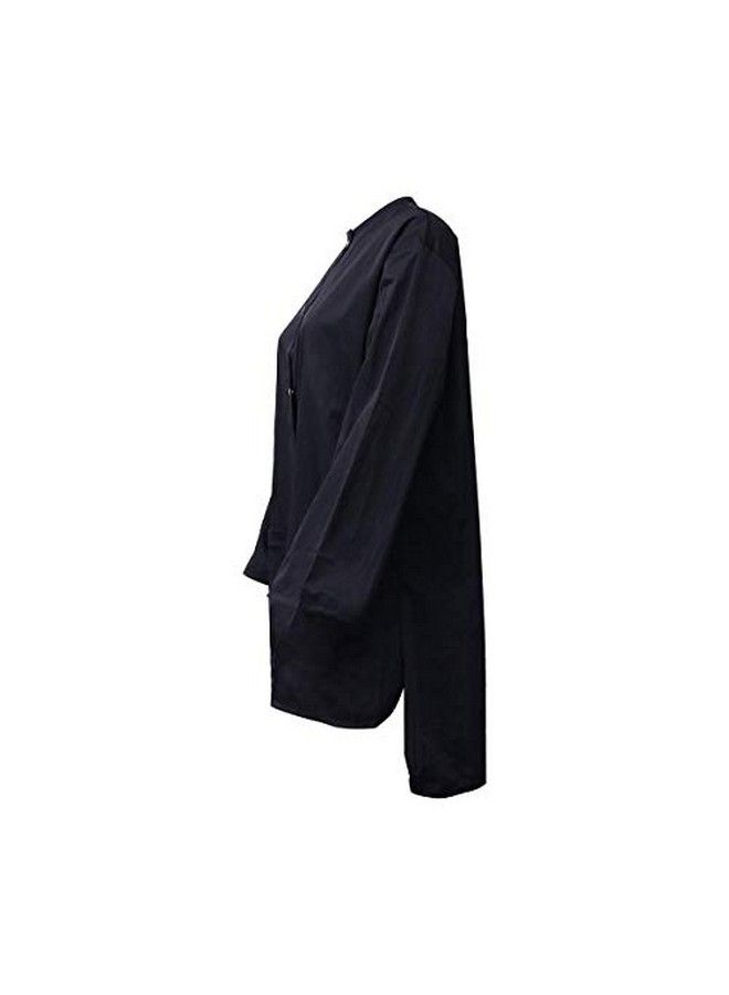 Lurrose Black Long Sleeve Salon Smock Waterproof Hairdressing Cape For Clients Stylist - Image 4