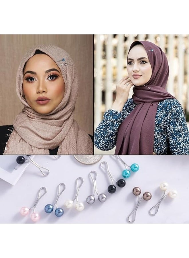 12-piece set of magnetic hijab pins decorated with pearls and crystals - rhinestone-studded safety brooches for securing silk shawls and scarves - luxury Islamic hijab accessories for evening and wedding dresses - elegant decorative clips that prevent hijab slippage. - Image 3