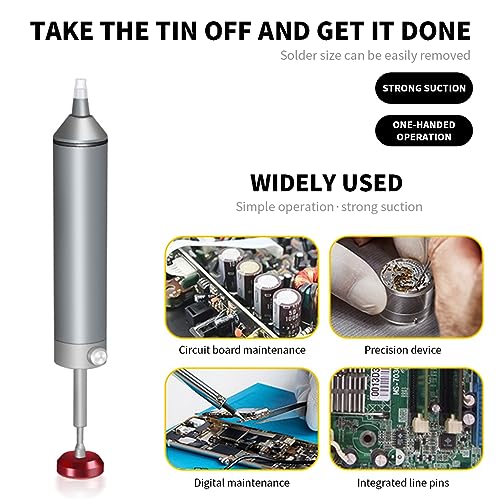 Serplex® Solder Sucker No Clog Aluminum Desoldering Pump, Soldering Tools with Powerful Vacuum Suction for Removal & Repair, Heat Resistant Silicone Suction Nozzle, Replacement Silicone Tube included - Image 4