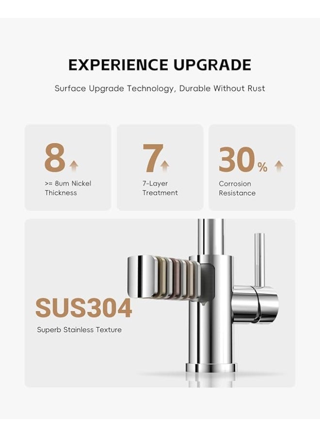 TASVORA Kitchen Faucet with Pull Down Sprayer | Chrome Single Handle | Kitchen Mixer with 3 Water Modes | Stainless Steel Kitchen Taps - Image 4