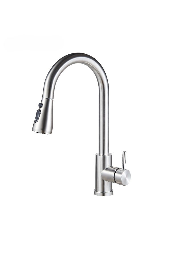 TASVORA Kitchen Faucet with Pull Down Sprayer | Chrome Single Handle | Kitchen Mixer with 3 Water Modes | Stainless Steel Kitchen Taps - Image 1