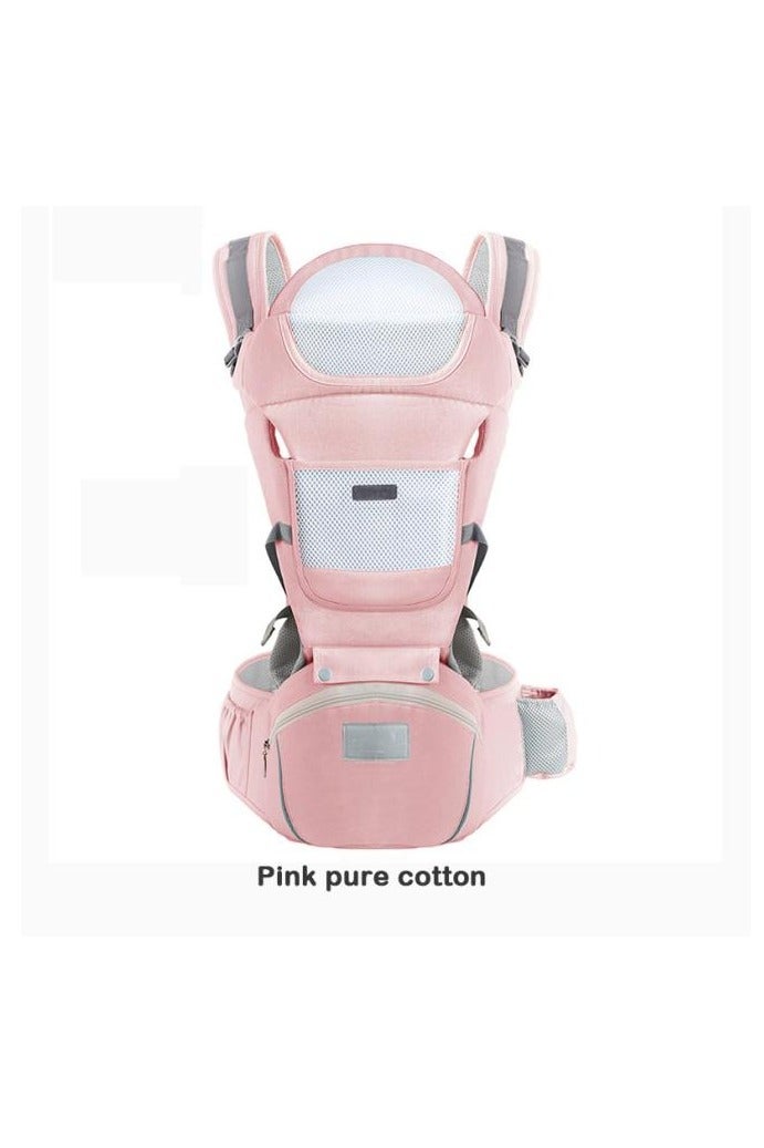 Comfortable baby carrier with hip seat, kangaroo bag, soft baby carrier from newborn to toddler from 7 to 45 pounds, front and back baby carrier for men, dad and mom 