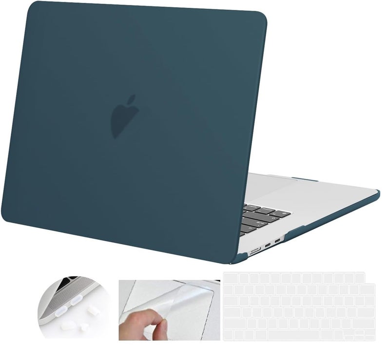 Moca حافظة MOCA متوافقة مع ماك بوك إير 15 بوصة 2025 2024 2023 إصدار M4 A3241 M3 A3114 M2 A2941 شاشة ريتينا السائلة مع خاصية التعرف على بصمة الإصبع، غلاف صلب بلاستيكي واقي - Image 1