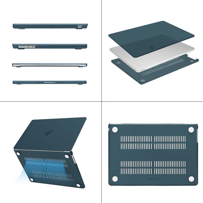 Moca حافظة MOCA متوافقة مع ماك بوك إير 15 بوصة 2025 2024 2023 إصدار M4 A3241 M3 A3114 M2 A2941 شاشة ريتينا السائلة مع خاصية التعرف على بصمة الإصبع، غلاف صلب بلاستيكي واقي - Image 4