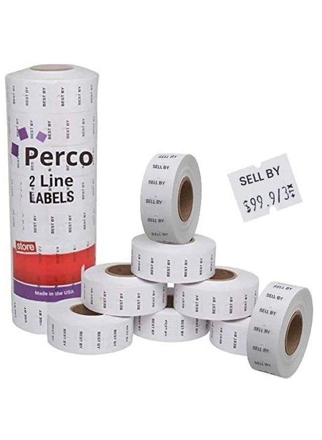 Perco Sell By 2 Line Labels - 1 Sleeve, 6,000 "Sell By Labels For Perco 2 Line Date Guns - Image 1