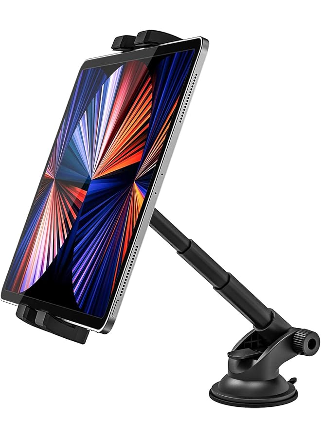 S-TOP Car Tablet Mount, Dashboard Car Tablet Holder with Telescopic Arm, 360° Rotation Suction Cup Dash Stand for iPad Pro 12.9 Air Mini, Galaxy Tabs, iPhone, 4-13" Tablets & Cell Phones - Image 1