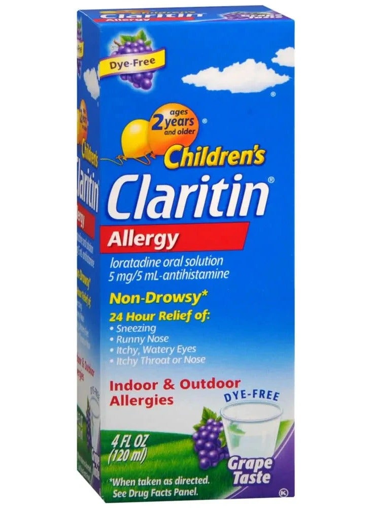 Claritine syrup 120ml for children's (GRAPE TASTE )